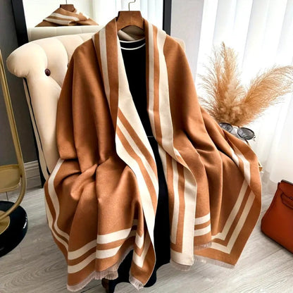 Poncho Scarf Double-Sided Jacquard Microfiber