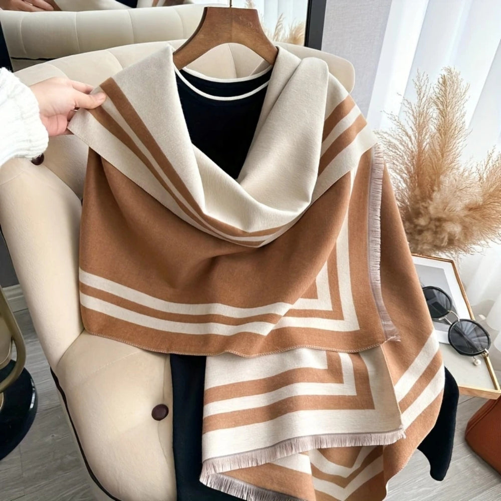 Poncho Scarf Double-Sided Jacquard Microfiber