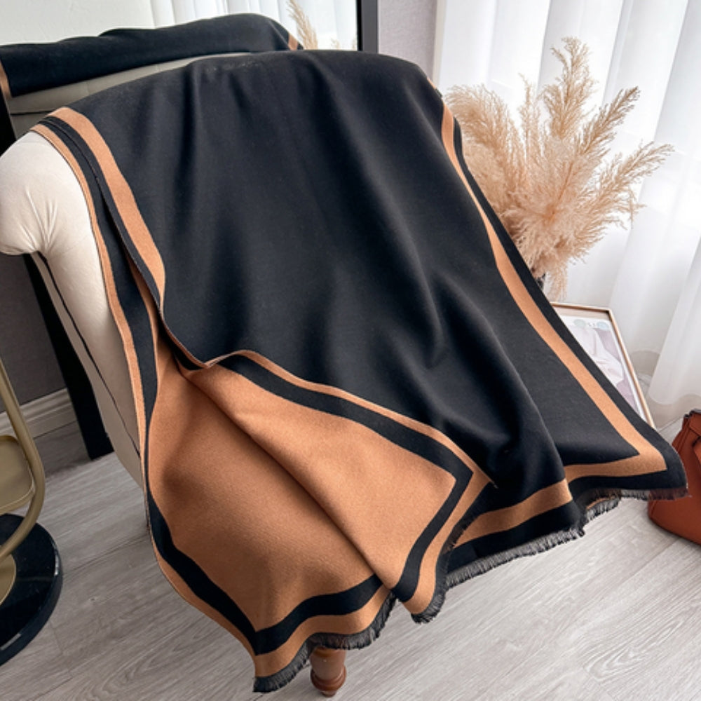Poncho Scarf Double-Sided Jacquard Microfiber