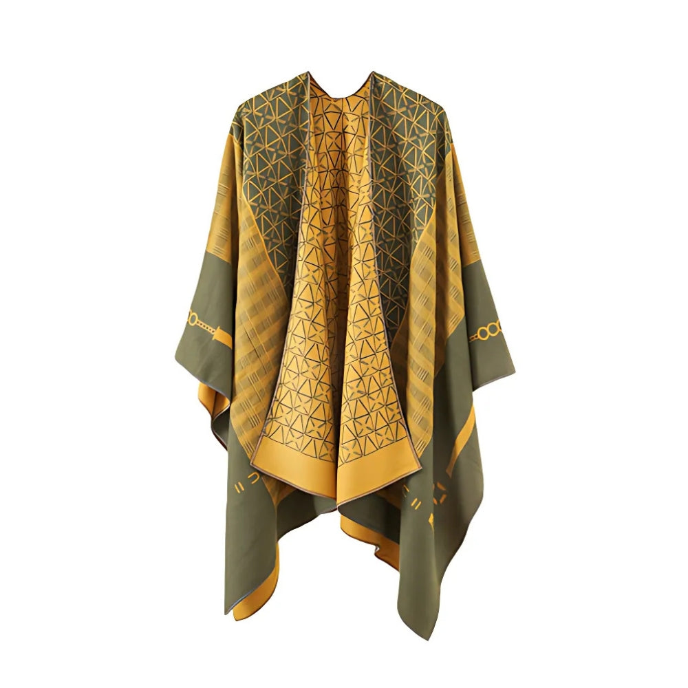 Poncho Shawl Geometric Pattern Lightweight Cotton Microfiber