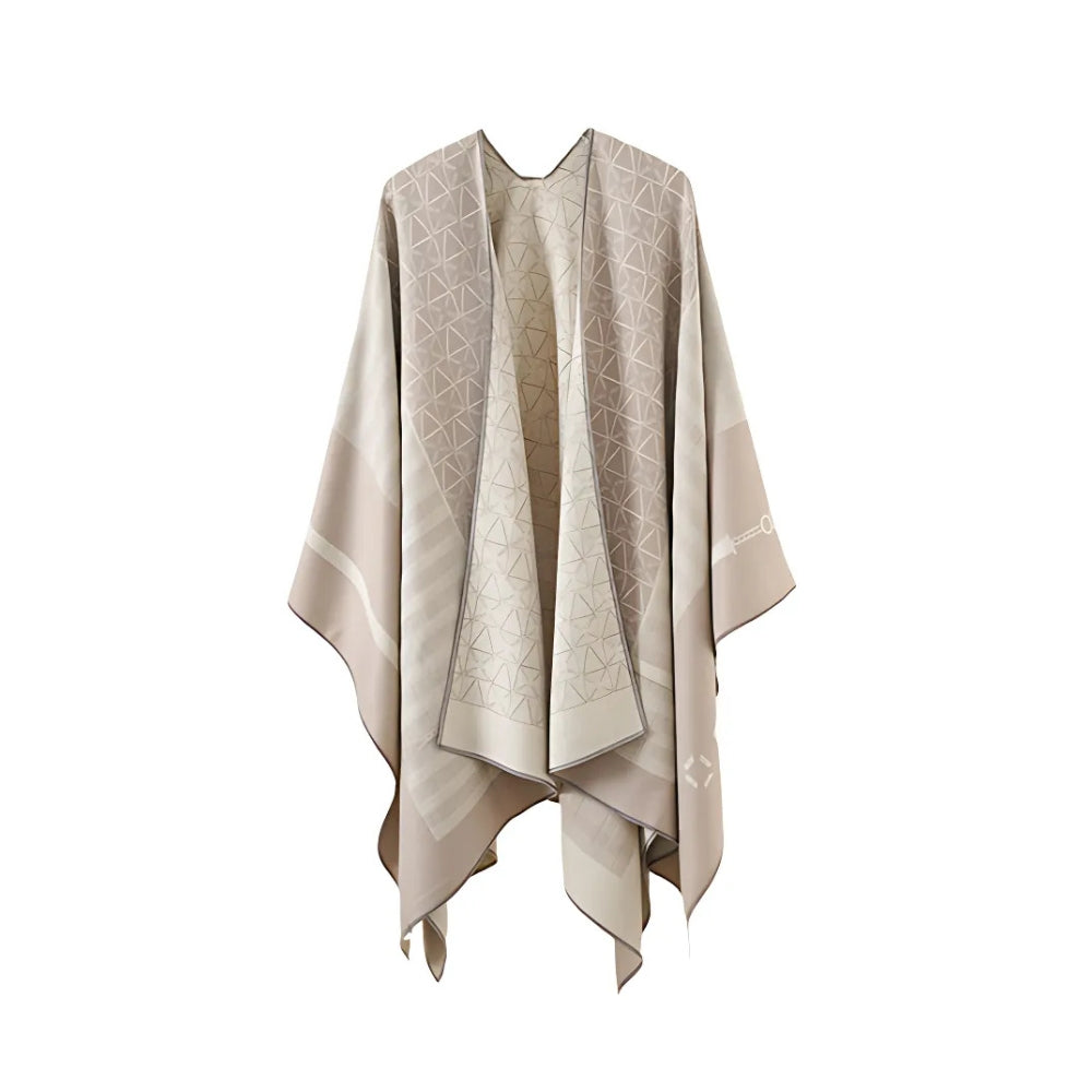 Poncho Shawl Geometric Pattern Lightweight Cotton Microfiber