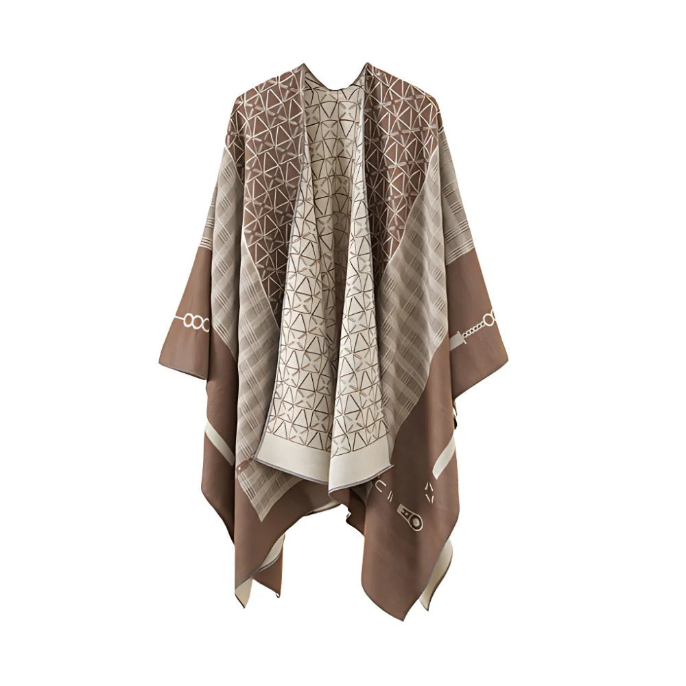 Poncho Shawl Geometric Pattern Lightweight Cotton Microfiber