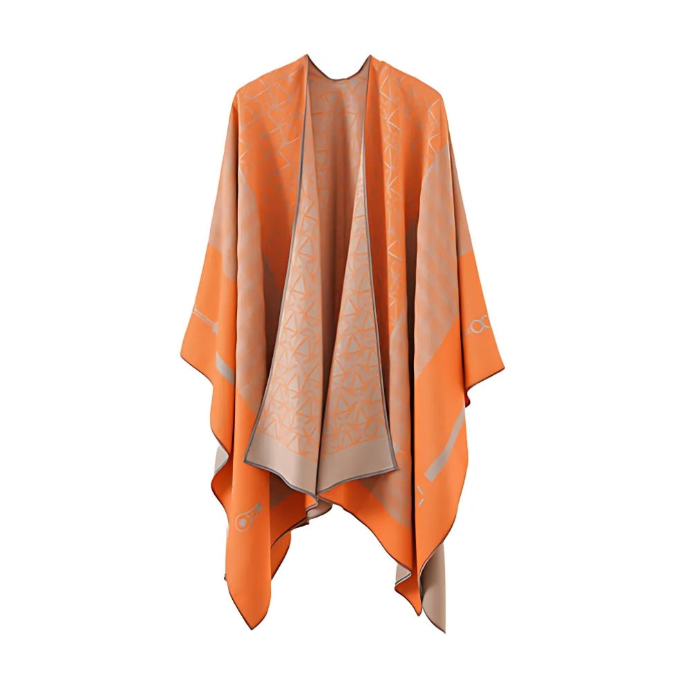 Poncho Shawl Geometric Pattern Lightweight Cotton Microfiber