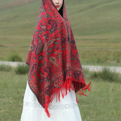 Poncho Wrap Soft Microfiber Double-Sided Paisley