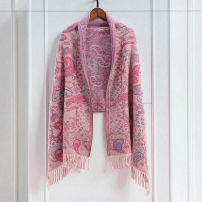 Poncho Wrap Soft Microfiber Double-Sided Paisley