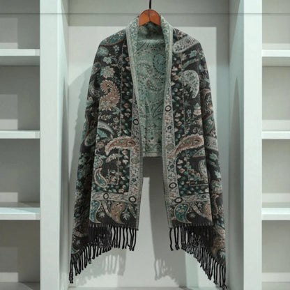 Poncho Wrap Soft Microfiber Double-Sided Paisley