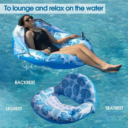 Pool Lounger Inflatable With Built-In Sun Canopy