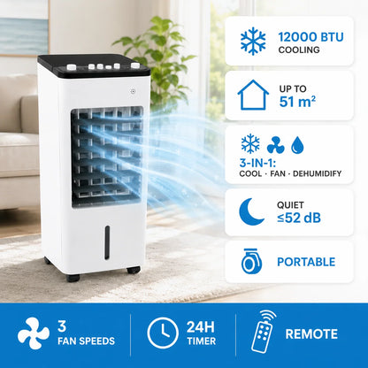 Portable Air Cooler Evaporative Cooling Fan & Humidifier Functions