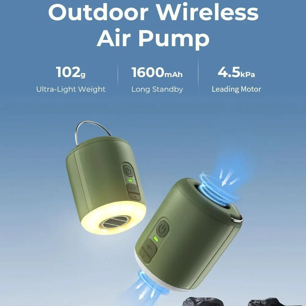 Portable Air Pump USB Rechargeable With Built-In LED Camping Light