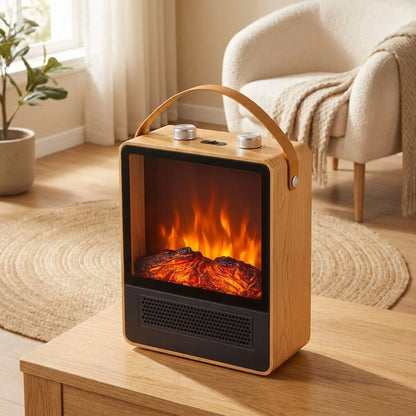 Portable Fireplace Heater 3D Flame Effect Adjustable Heat