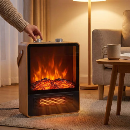 Portable Fireplace Heater 3D Flame Effect Adjustable Heat