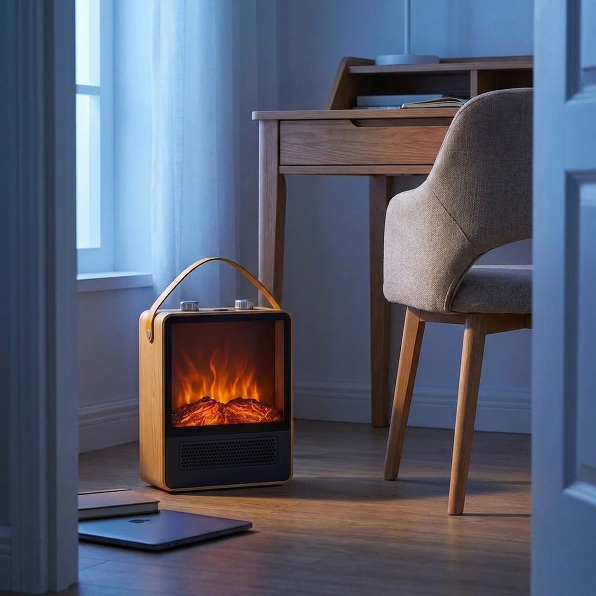 Portable Fireplace Heater 3D Flame Effect Adjustable Heat