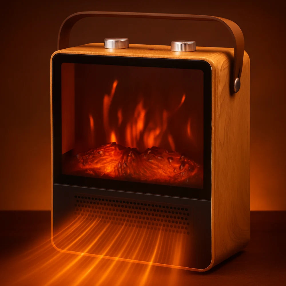 Portable Fireplace Heater 3D Flame Effect Adjustable Heat