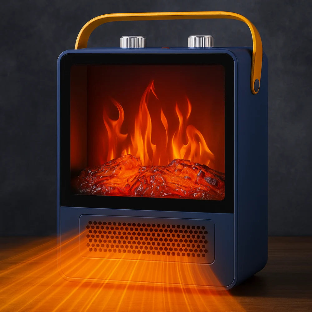 Portable Fireplace Heater 3D Flame Effect Adjustable Heat
