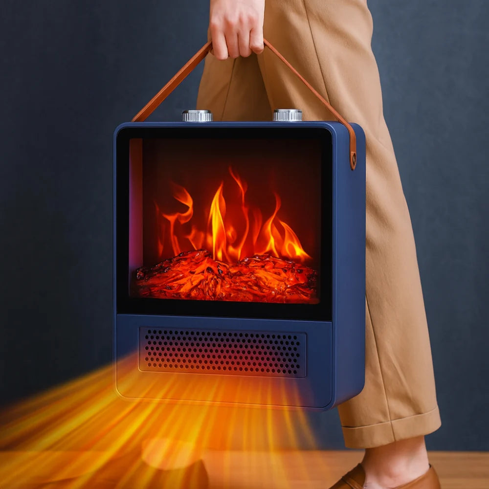 Portable Fireplace Heater 3D Flame Effect Adjustable Heat