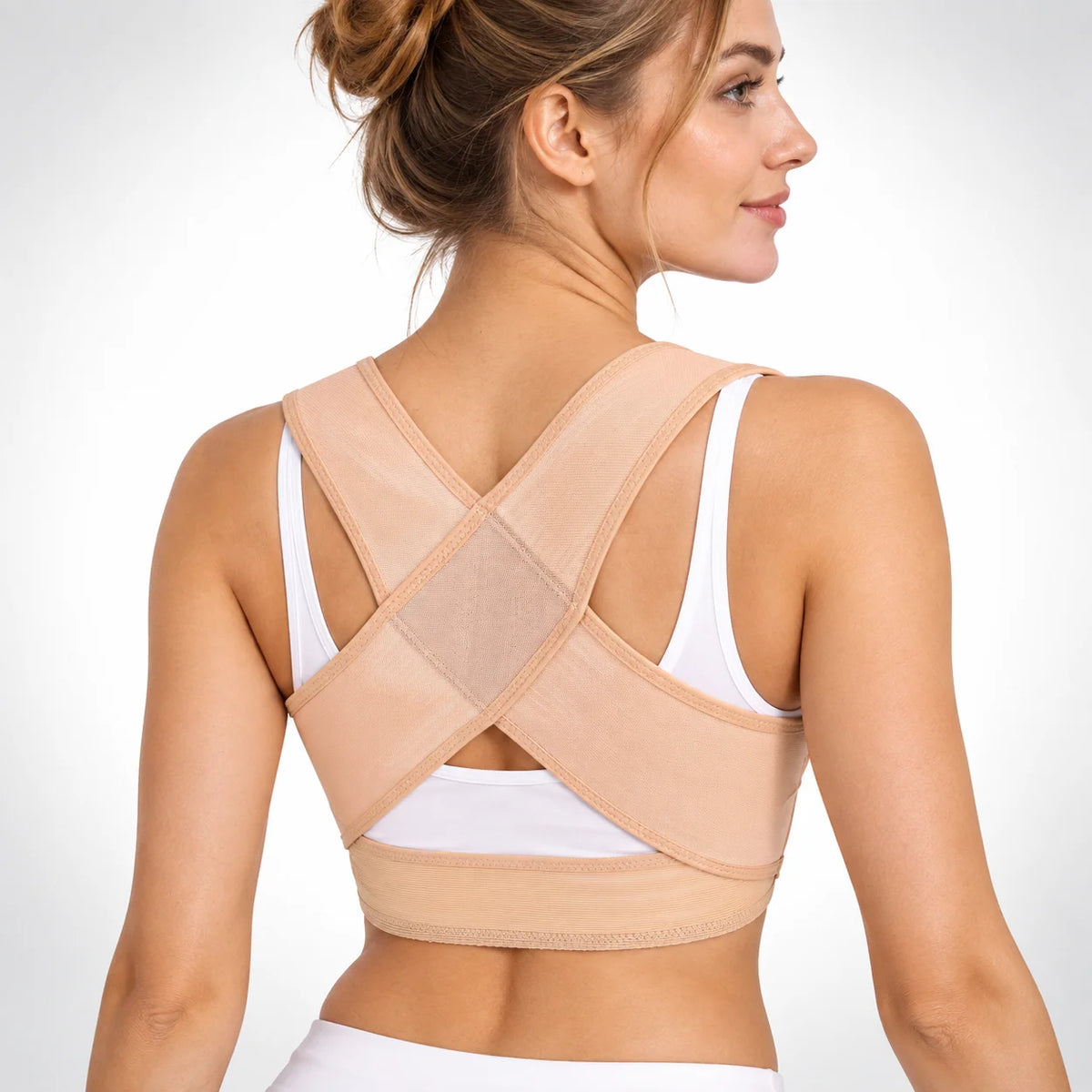 Posture Brace X-Shaped Back Support Adjustable Front Closure Sheer Fabric