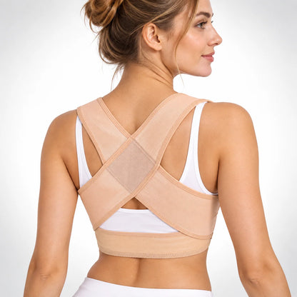 Posture Brace X-Shaped Back Support Adjustable Front Closure Sheer Fabric