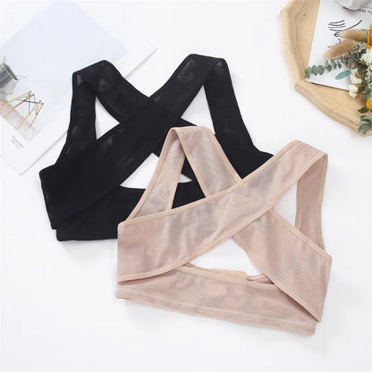 Posture Brace X-Shaped Back Support Adjustable Front Closure Sheer Fabric