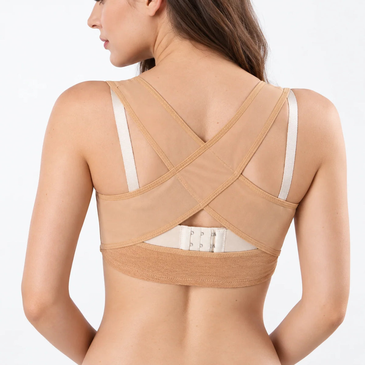 Posture Brace X-Shaped Back Support Adjustable Front Closure Sheer Fabric