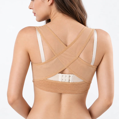 Posture Brace X-Shaped Back Support Adjustable Front Closure Sheer Fabric