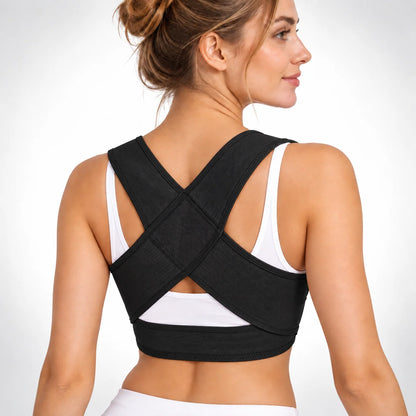 Posture Brace X-Shaped Back Support Adjustable Front Closure Sheer Fabric