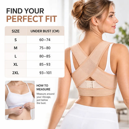 Posture Brace X-Shaped Back Support Adjustable Front Closure Sheer Fabric