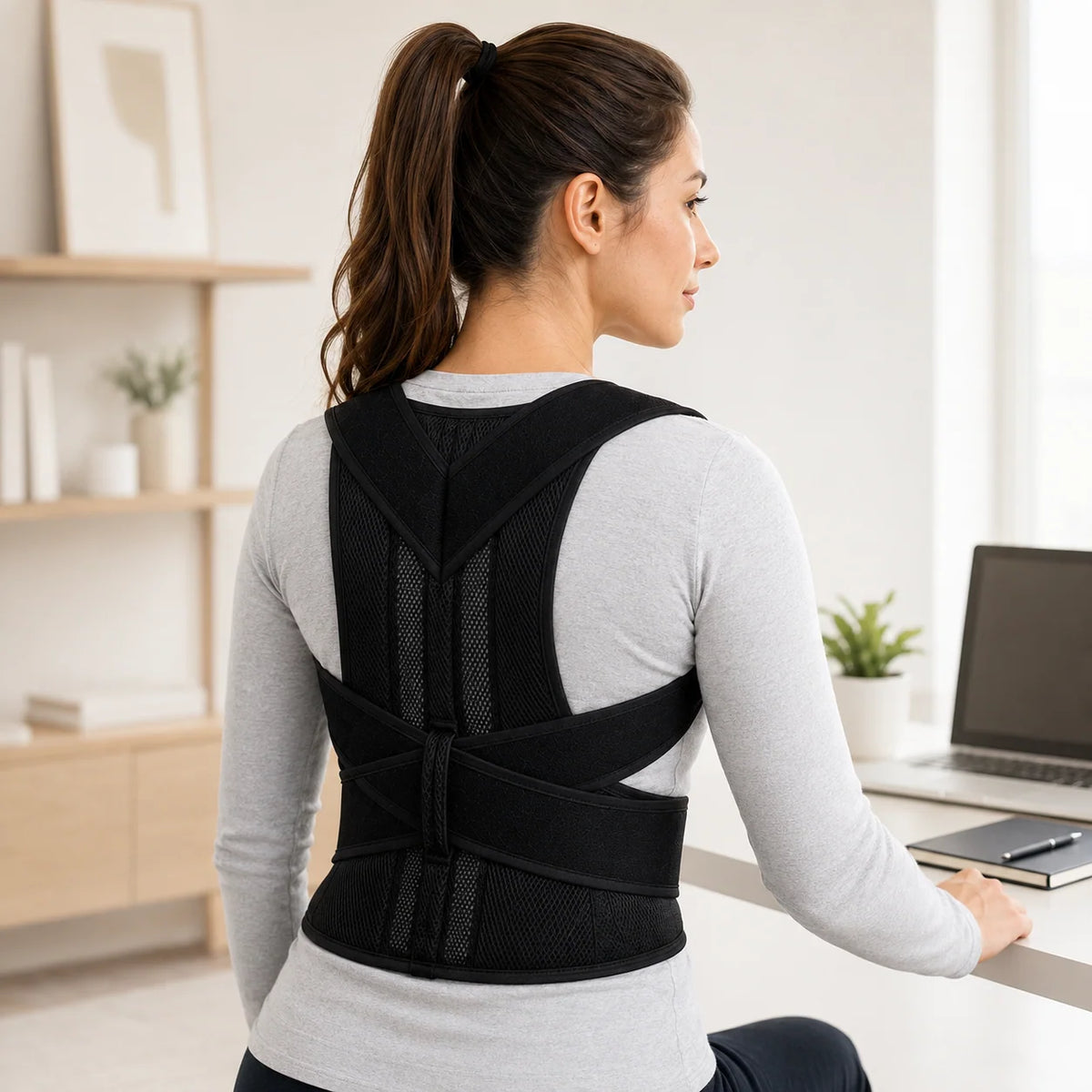 Posture Corrector Brace Adjustable Breathable Mesh Three-Zone Support