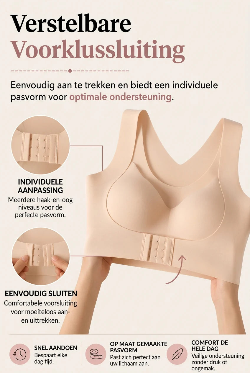 Posture Support Bra X-Back Wide Straps Front Hook Closure
