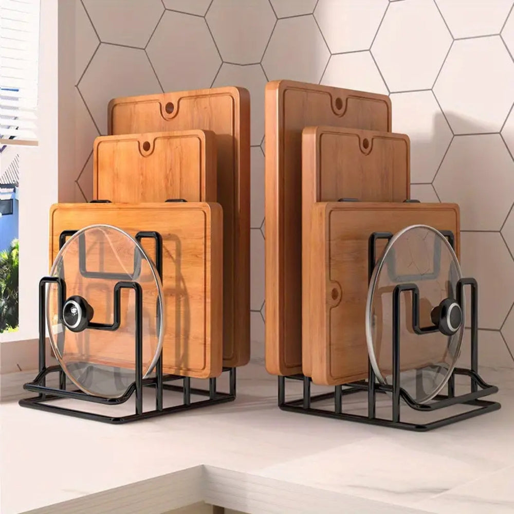 Pot Lid & Board Rack Tiered Metal Space-Saving
