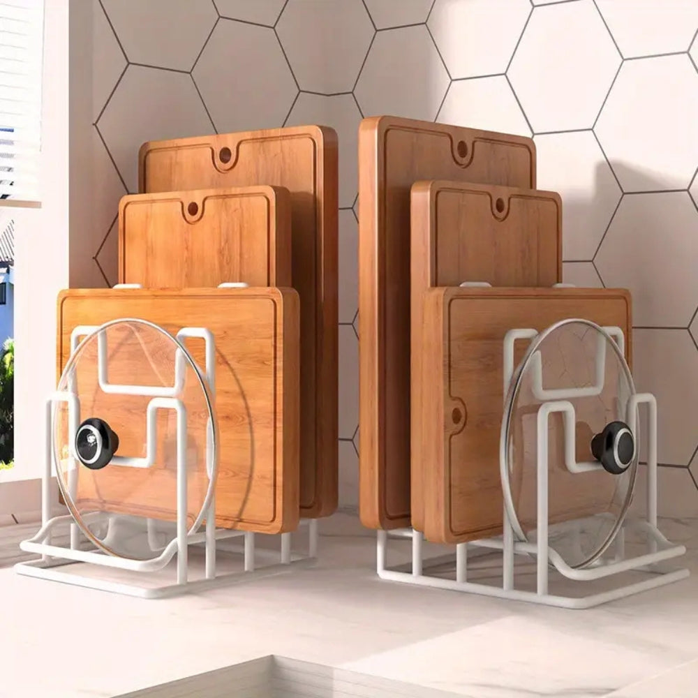 Pot Lid & Board Rack Tiered Metal Space-Saving
