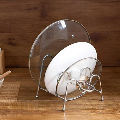 Pot Lid Rack Chrome Finish Holds Three Lids