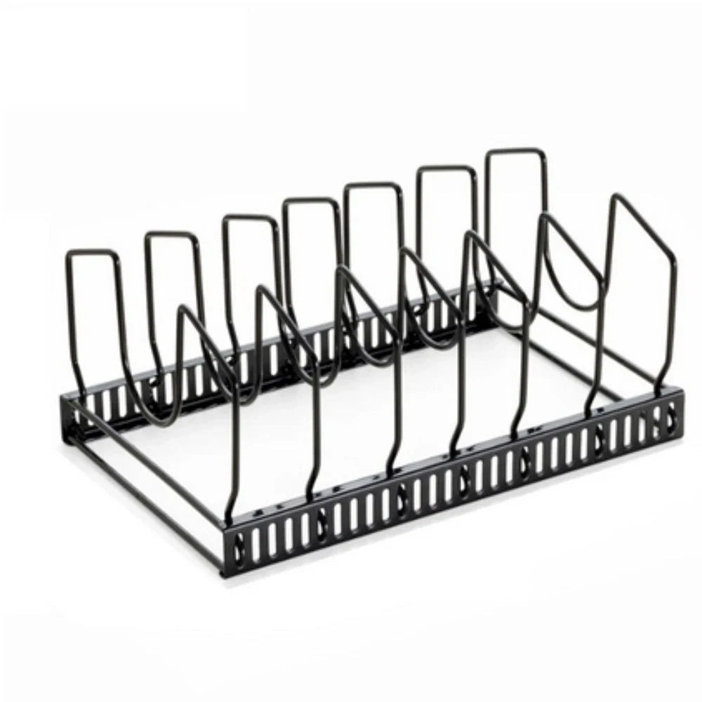 Pot Lid & Utensil Rack Adjustable Slots Durable Iron