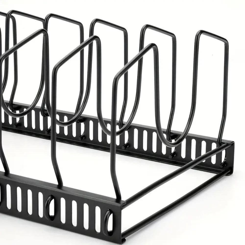 Pot Lid & Utensil Rack Adjustable Slots Durable Iron