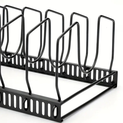 Pot Lid & Utensil Rack Adjustable Slots Durable Iron
