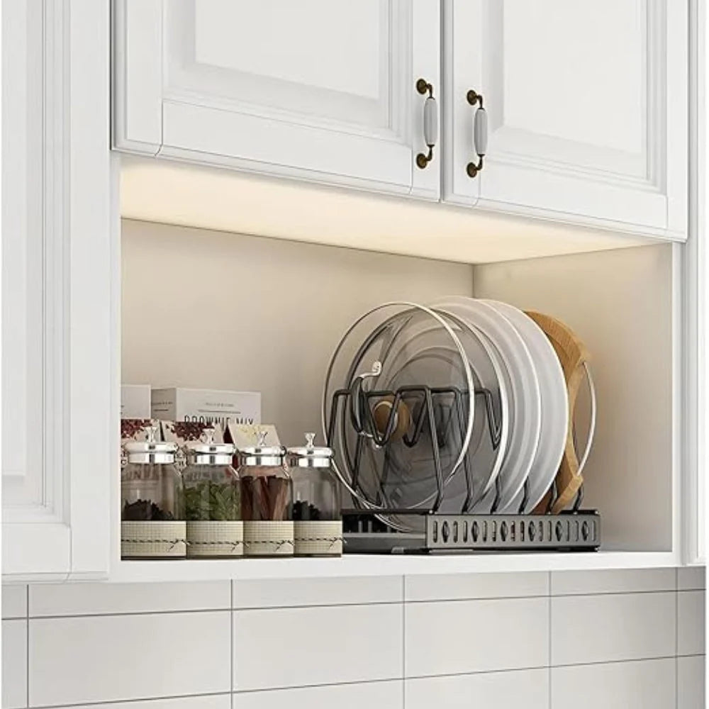 Pot Lid & Utensil Rack Adjustable Slots Durable Iron
