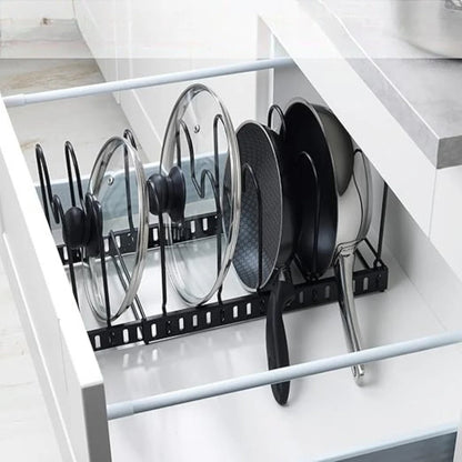 Pot Lid & Utensil Rack Adjustable Slots Durable Iron