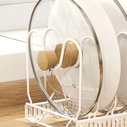 Pot Lid & Utensil Rack Adjustable Slots Durable Iron