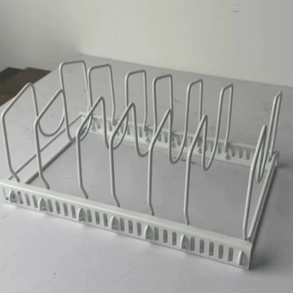 Pot Lid & Utensil Rack Adjustable Slots Durable Iron