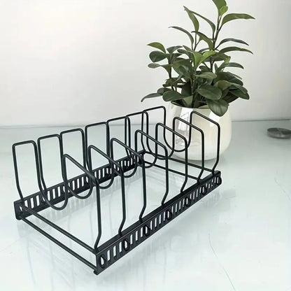 Pot Lid & Utensil Rack Adjustable Slots Durable Iron