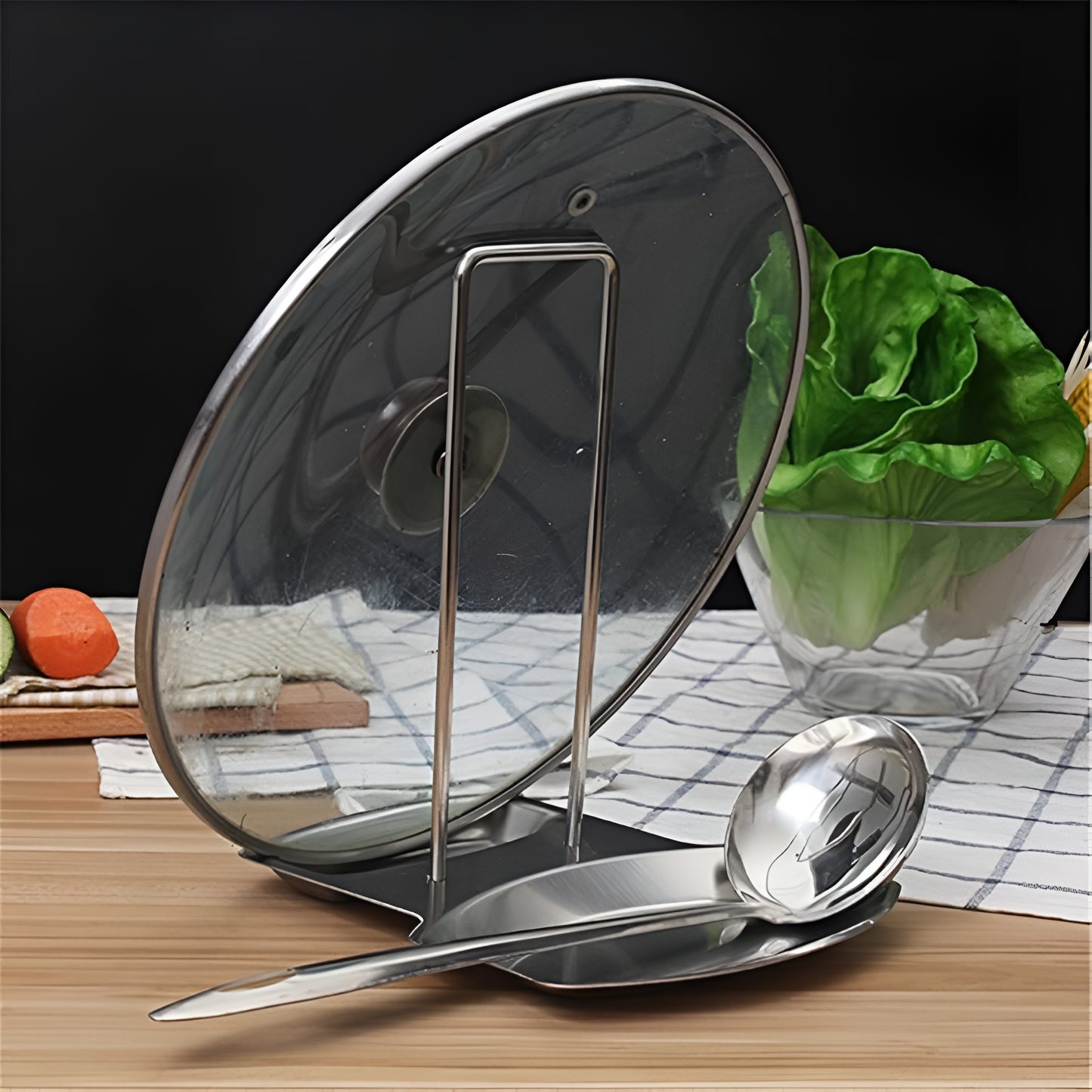 Pot Lid & Utensil Rack Stainless Steel Compact Organizer