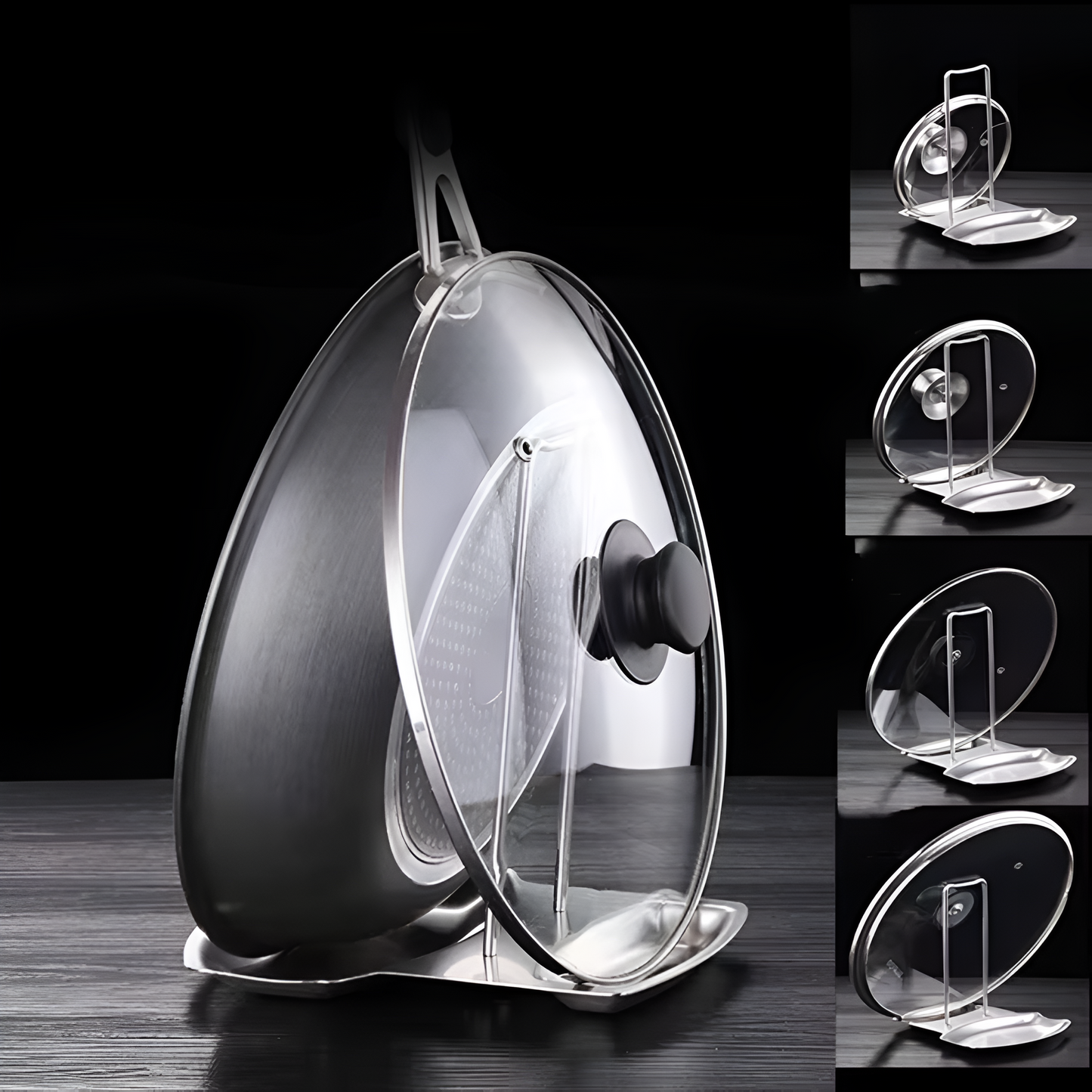 Pot Lid & Utensil Rack Stainless Steel Compact Organizer
