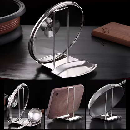 Pot Lid & Utensil Rack Stainless Steel Compact Organizer