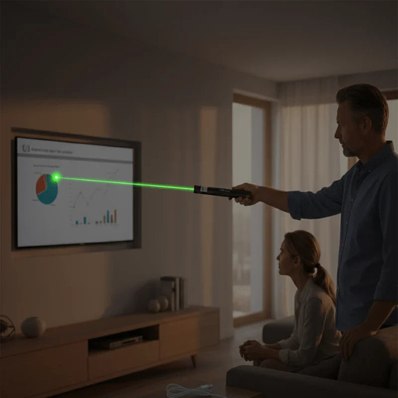 Presentation Laser Pointer Adjustable Focus USB Rechargeable Metal Housing