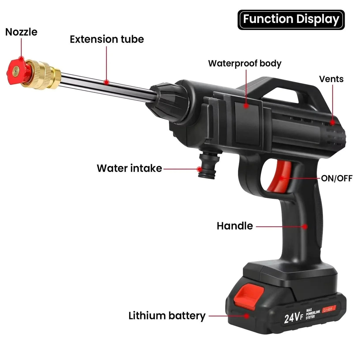 Pressure Washer Cordless 32,343 PSI 16.4 Ft Hose
