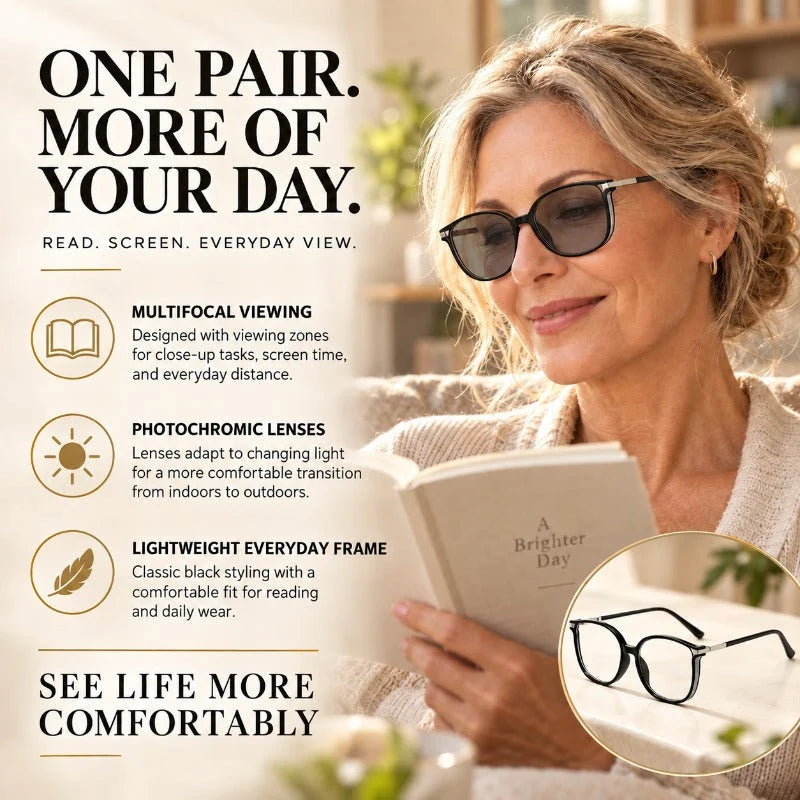 Progressive Reading Glasses Photochromic Blue Light & UV Protection