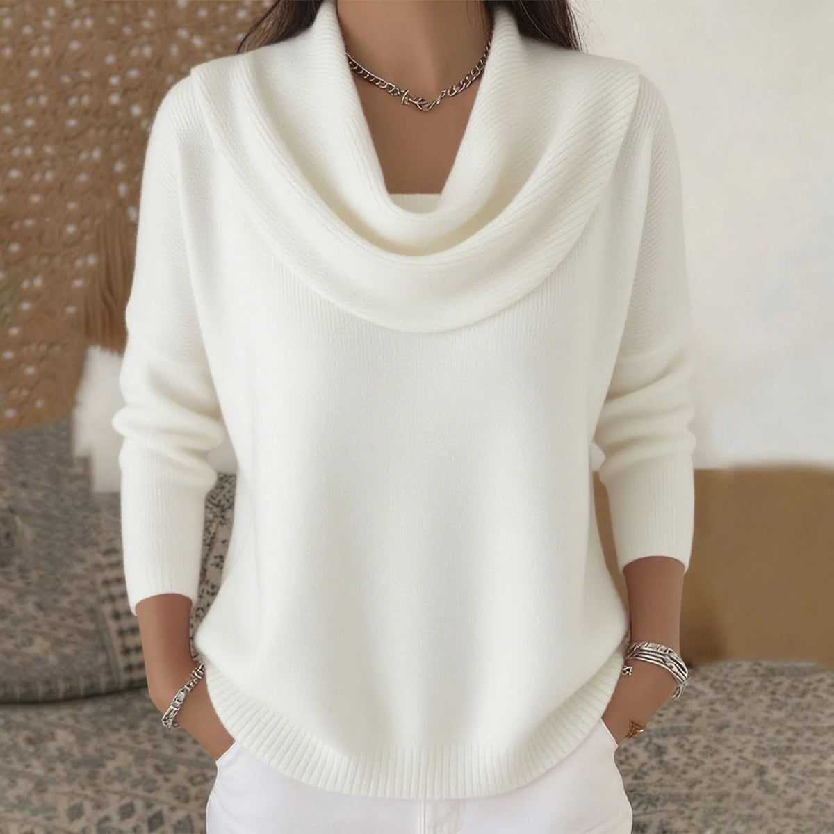 Pullover Sweater Thick Warm Loose Fit Long Sleeve