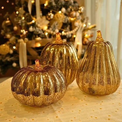Pumpkin Lamp Hand-Blown Glass Built-In Timer