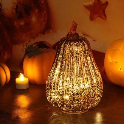 Pumpkin Lamp Hand-Blown Glass Built-In Timer