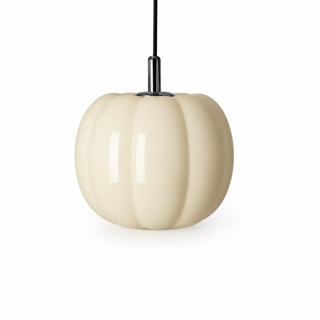 Pumpkin-Shaped Macaron Glass Pendant Light (20cm)