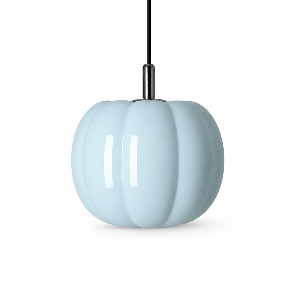 Pumpkin-Shaped Macaron Glass Pendant Light (20cm)